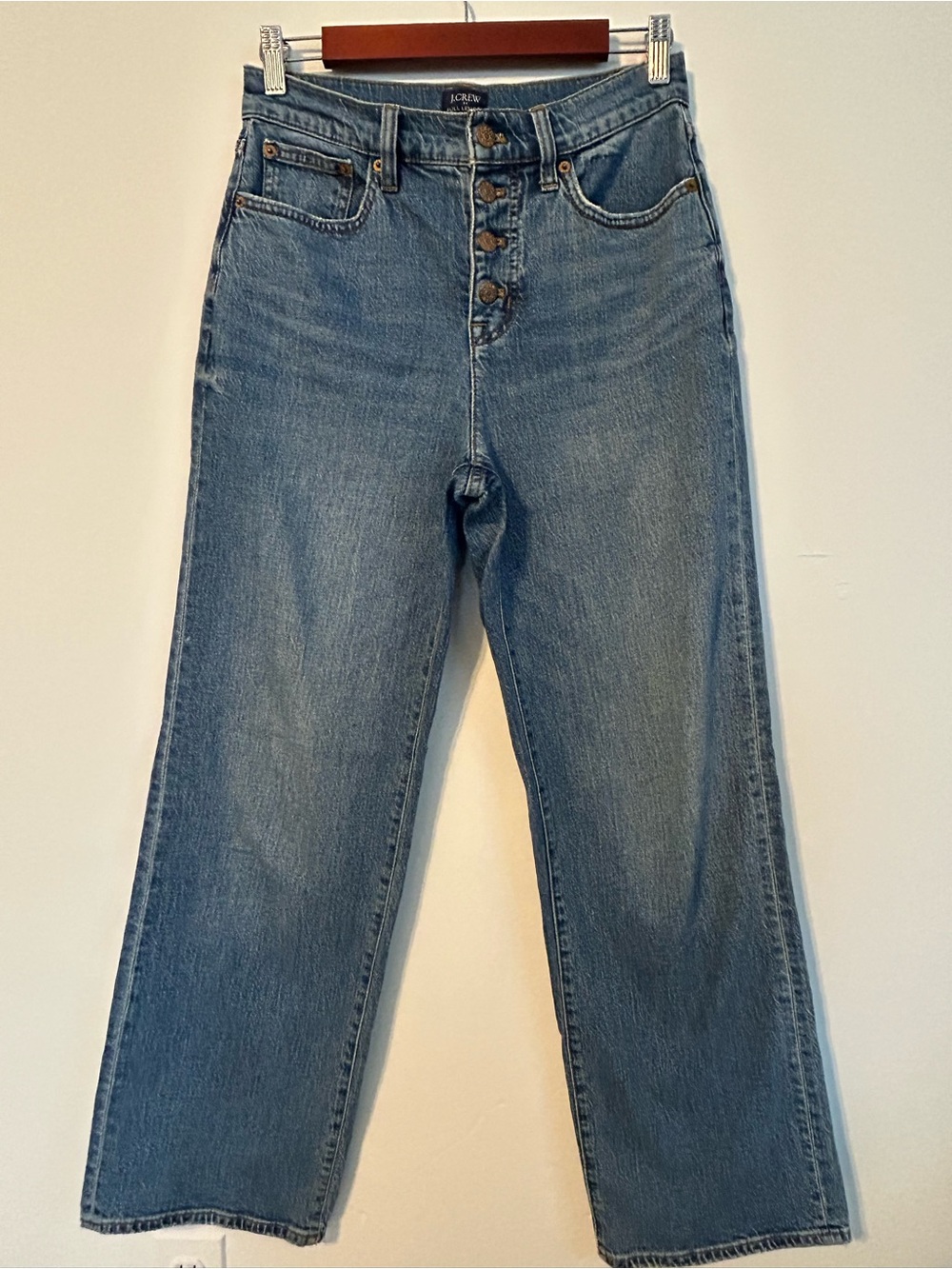 J. Crew Wide-Leg Button-Fly Jeans in Medium Blue